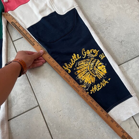 VTG Y2K Hustle Gang Mens Sweat Pants Size XL Rugby Color Block Rare - Picture 8 of 8